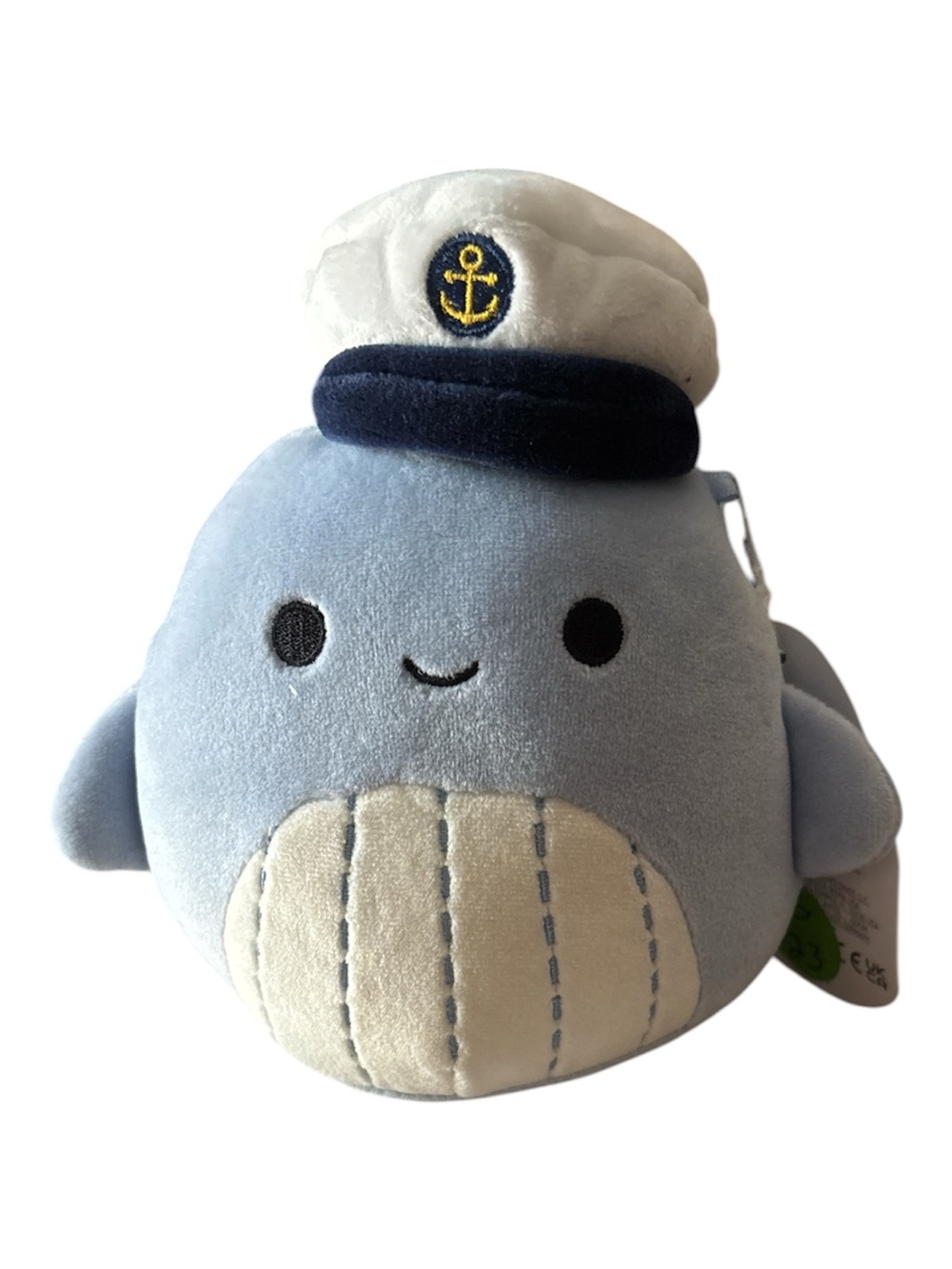 Squishmallows Samir 5 inch Sailor Whale Plush - NWT Light Blue, White & Navy